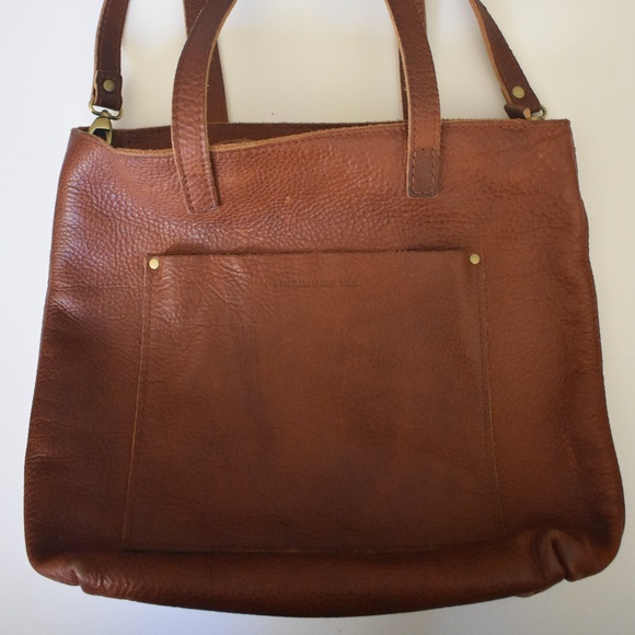 Portland Leather Goods PLG Nutmeg Zippered FSCB Full Size Crossbody Tote GUC - Picture 1 of 8